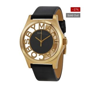 Marc Jacobs Black leather Gold face women's Watch